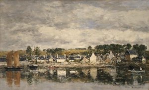 Pueblo junto a un río de Eugene Louis Boudin