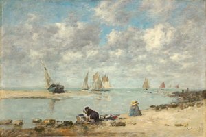 Lavandera cerca de Trouville, c. 1872-1876 de Eugene Louis Boudin