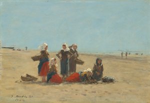 Mujeres en la playa de Berck de Eugene Louis Boudin
