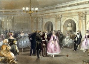 Actores de la Ópera de París, por E Lami, grabado de Eugene Louis Lami