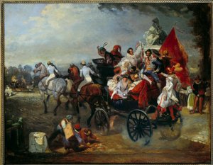 Escena de carnaval en París, Place de la Concorde en 1834 de Eugene Louis Lami
