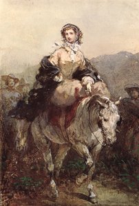 Joven mujer en un caballo