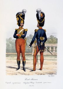 Cent-Suisses, Caporal grande tenue, Adjudant-Major Lieutenant petite tenue, 1814-17