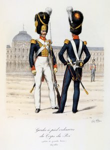 Guardias a pie ordinarios del Cuerpo del Rey, pequeña y gran tenida, 1817-30