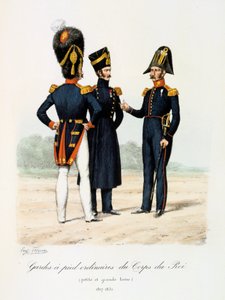Guardias a pie ordinarios del Cuerpo del Rey, pequeña y gran tenida, 1817-30