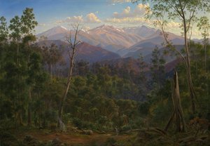 Monte Kosciusko, visto desde la frontera con Victoria (cordillera del Monte Hope) de Eugene von Guérard