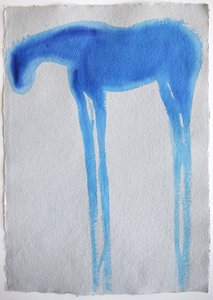 Caballo azul1, 2023 (pigmentos, papel hecho a mano)
