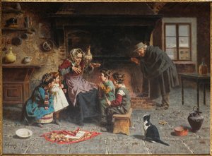 En casa de la abuela (óleo sobre lienzo) de Eugenio Zampighi