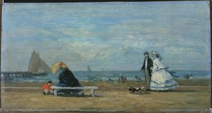 Playa en Trouville de Eugene Louis Boudin