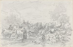 Rebaños cruzando un arroyo de Eugène Boudin