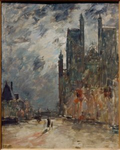 Iglesia colegiata de Abbeville de noche de Eugene Louis Boudin