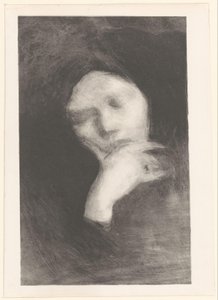Rostro de una mujer meditando de Eugène Carrière