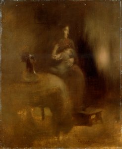 Mujer con un bebé en su regazo, años 1890 de Eugène Carrière