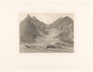 Paisaje de montaña con casa en un prado alpino de Eugène Cicéri (attributed to)