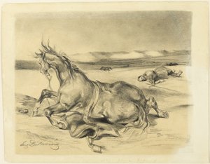 Caballo caído y caballero muerto de Eugène Delacroix