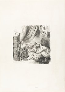 Fronte-boeuf y la bruja, de Ivanhoe de Eugène Delacroix