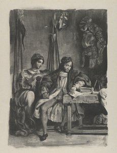 Goetz von Berlichingen escribiendo sus memorias, 1836-43 de Eugène Delacroix