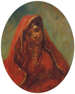Media figura de una mujer marroquí de Eugène Delacroix