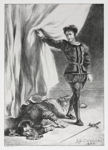 Hamlet y el cadáver de Polonio de Eugène Delacroix