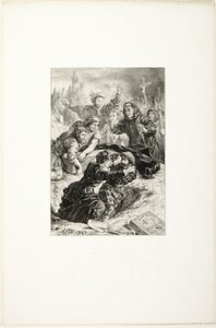Hamlet y Laertes en la tumba de Ofelia de Eugène Delacroix
