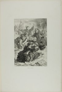 Hamlet y Laertes en la tumba de Ofelia, lámina 15 de Hamlet de Eugène Delacroix