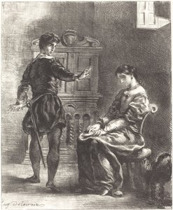 Hamlet y Ofelia (Acto III, Escena I) de Eugène Delacroix