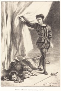 Hamlet y el Cuerpo de Polonio (Acto III, Escena IV) de Eugène Delacroix