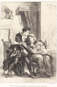 Hamlet y la reina, Acto III, Escena IV, 1834 de Eugène Delacroix