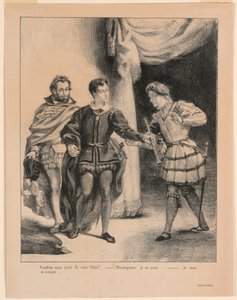 Ilustración para Hamlet: Hamlet y Guildenstern (III,2) de Eugène Delacroix