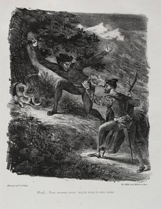 Ilustraciones para Fausto: Fausto y Mefistófeles en las montañas del Harz de Eugène Delacroix