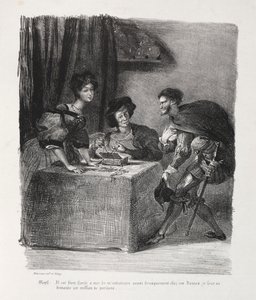 Ilustraciones para Fausto: Mefistófeles está en Marthe de Eugène Delacroix