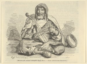Músico judío con traje de Mogador, Marruecos, 1842 de Eugène Delacroix