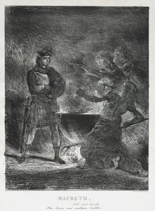 Macbeth consultando a las brujas de Eugène Delacroix