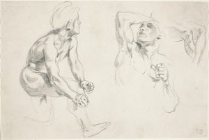 Desnudo Masculino Posando para Figuras en la Frise de la Guerre, c. 1835 de Eugène Delacroix
