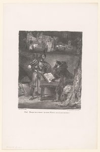 Mephisto verschijnt aan Faust Meph: ¿Por qué tanto alboroto? (...) (título sobre objeto) Fausto (título de la serie) Fausto, tragedia de M. de Goethe (título de la serie)
