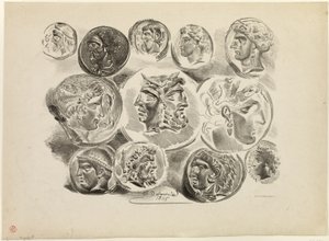 Pliego de Doce Medallas Antiguas de Eugène Delacroix