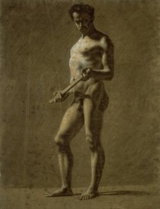 Desnudo masculino académico de pie (recto); Boceto del brazo superior (verso) de Eugène Delacroix