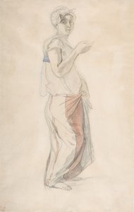 Mujer de pie con traje marroquí de Eugène Delacroix