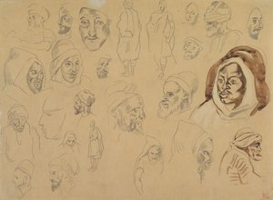 Estudios de cabezas y figuras árabes, después de 1832 de Eugène Delacroix