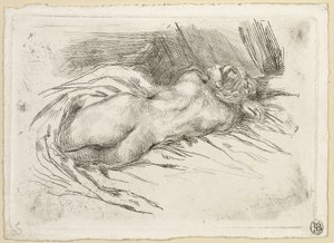 Estudio de una mujer vista desde atrás de Eugène Delacroix