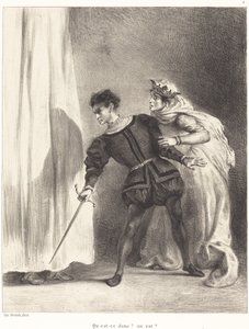 El asesinato de Polonio (Acto III, Escena IV) de Eugène Delacroix