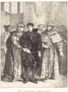 La reina intenta consolar a Hamlet (Acto I, Escena II) de Eugène Delacroix