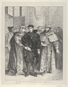 La reina intenta consolar a Hamlet de Eugène Delacroix