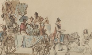 Troupe Teatral en el Camino, 1818 de Eugène Delacroix