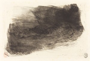 Tigre durmiendo en la entrada de su guarida, c. 1828-1833 de Eugène Delacroix