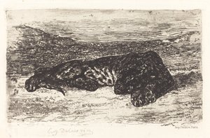 Tigre Durmiendo en el Desierto, c. 1830 de Eugène Delacroix