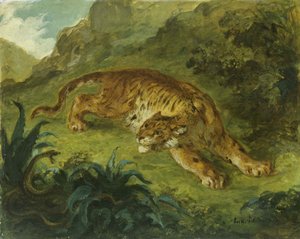 Tigre y serpiente, 1854-1858 de Eugène Delacroix
