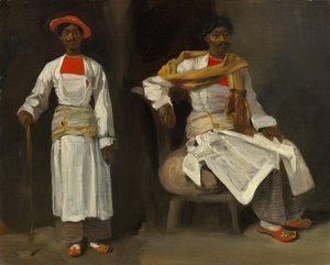 Dos Estudios de un Indio de Calcuta, Sentado y de Pie de Eugène Delacroix