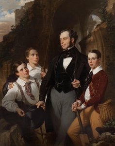 Retrato de Laurence Davidson y sus tres hijos de Eugene Deveria