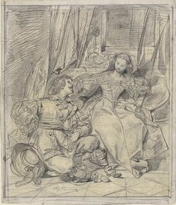 Dama y Caballero de Eugène François Marie Joseph Devéria